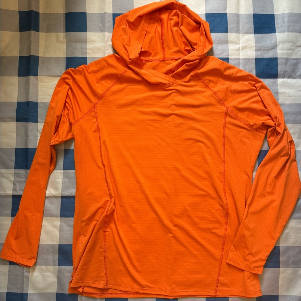Bright Orange Hooded Long Sleeve Shirt